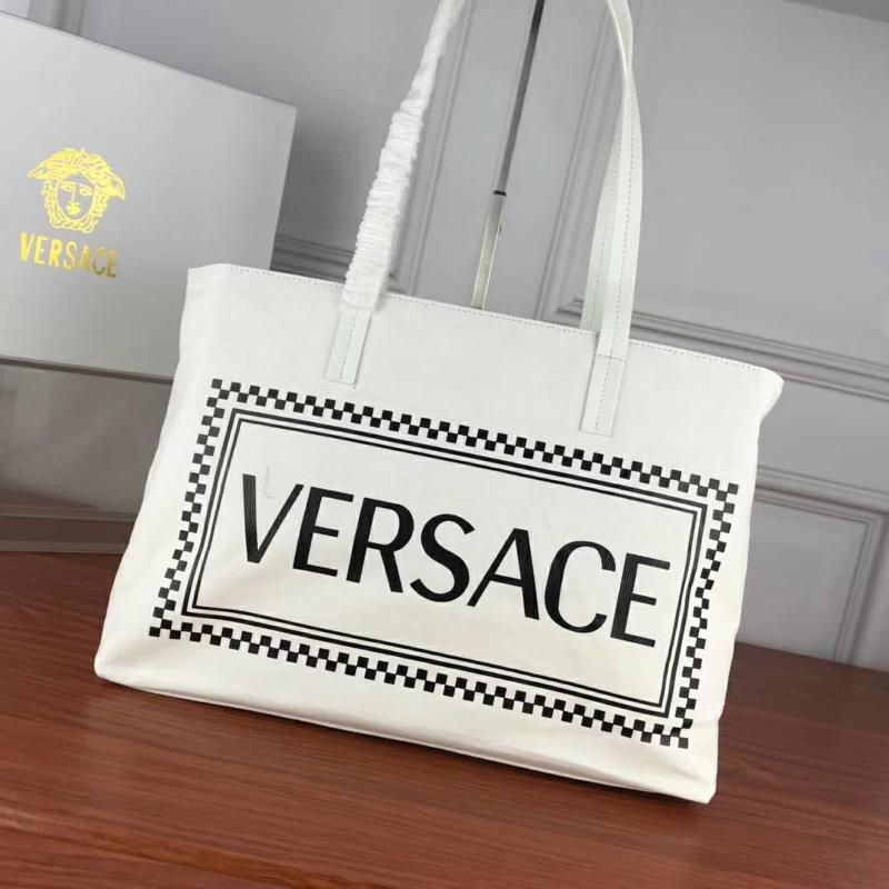 Versace Chain Handbags DBFG483 fabric tote bag white